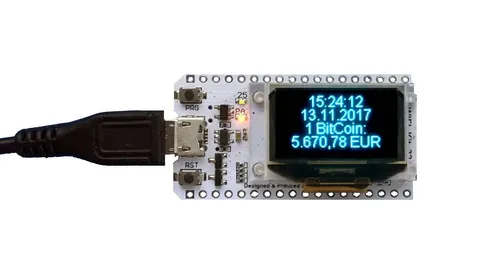 ALLNET 4duino IoT WLAN Display ESP32 Modul mit 4 Zeilen - Zubehör für IoT-Projekte, bietet eine benutzerfreundliche Anzeige mit 4 Zeilen für einfache Datenvisualisierung.