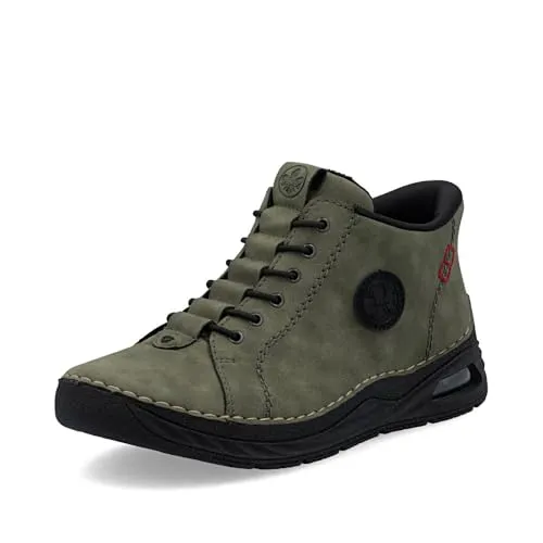 Slip-On Sneaker RIEKER "Ready2GO" Damen Gr. 37 khaki - Sportliche High Top Sneaker aus Nubuklederimitat mit verstärkter Fersenkappe und Rieker Air Dämpfung für optimalen Tragekomfort. Ideal für den Alltag!