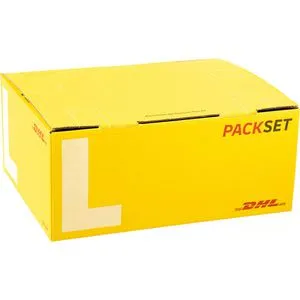 DeutschePost Faltkartons PACKSET Gr. L, gelb - Transportboxen für Skischuhe, Hosen und Pullover, einfach aufzubauen mit Klebestreifen, platzsparend und bis zu 50 kg belastbar.