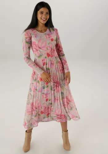 Aniston SELECTED Midikleid - Floral Mesh-Qualität für jeden Anlass - Kleider in NEUER KOLLEKTION, aus elastischem Mesh mit floralem Muster, perfekt für einen lässigen Look und bequem zu tragen.