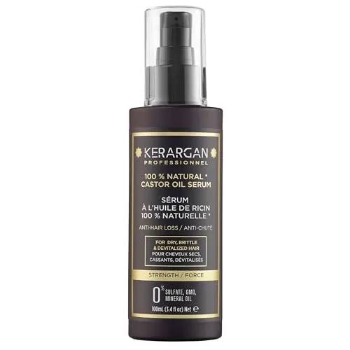 Kerargan - Haarserum gegen Haarausfall mit Rizinusöl - Schutz & Glanz für Trockenes, Brüchiges Haar - Angereichert mit Aloe Vera & Macadamiaöl - Ohne Sulfate, GVO, Mineralöl - 100ml