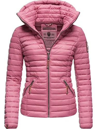 MARIKOO Damen Übergangsjacke Steppjacke mit abnehmbarer Kapuze - Funktionsjacken: Stylische Steppjacke mit abnehmbarer Kapuze, ideal für die Übergangszeit und taillierter Schnitt für eine figurschmeichelnde Passform.