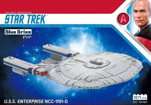 BlueBrixx Pro-Star Trek USS Enterprise NCC-1701-D - 1971 Teile - Konstruktionsspielzeug mit 1971 Steckbausteinen, ideal für Star Trek Fans und Sammler, die das berühmte Raumschiff nachbauen möchten.