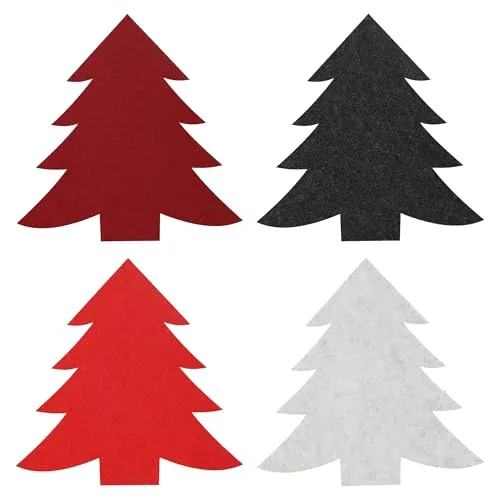 Filzdeko Tannenbaum 18,5 x 19 cm - 4 Farben - Filzdeko Weihnachten - Filzbaum Deko - Tannenbaum aus Filz - Weihnachtsdeko - Filzuntersetzer 12 x