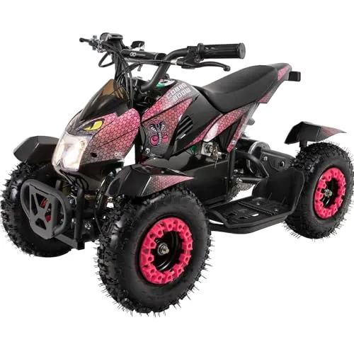 Actionbikes Motors Kinder Quad Elektro ATV Cobra 800W - Quad Bikes für Kinder ab 6 Jahren mit 800-Watt-Motor, drosselbar auf bis zu 30 km/h, sicher dank Safety Touch Fußschalter und robusten Offroad-Reifen für Abenteuer auf jedem Untergrund.