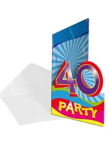 Einladungskarten 40. Geburtstag "Partyspaß" 8er Pack