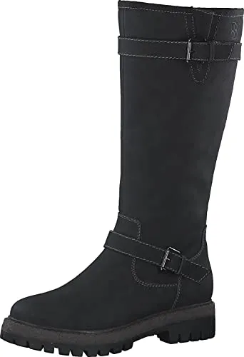 s.Oliver Damen Hohe Stiefel ohne Absatz Kniehoch Blockabsatz, Schwarz (Black), 38 EU - Wanderschuhe mit SOFT FOAM: Die bequeme Sohle passt sich perfekt an die Fußform an und bietet optimalen Tragekomfort für jeden Anlass.