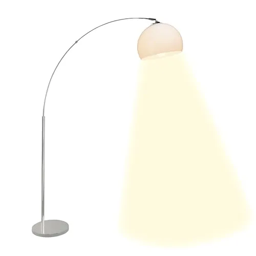 BRILLIANT Vessa Bogenstandleuchte 1,7m chrom/weiß - Standleuchten & Deckenfluter mit praktischem Fußschalter für einfaches Ein- und Ausschalten sowie schwenkbarem Kopf für flexible Ausleuchtung in jedem Raum.
