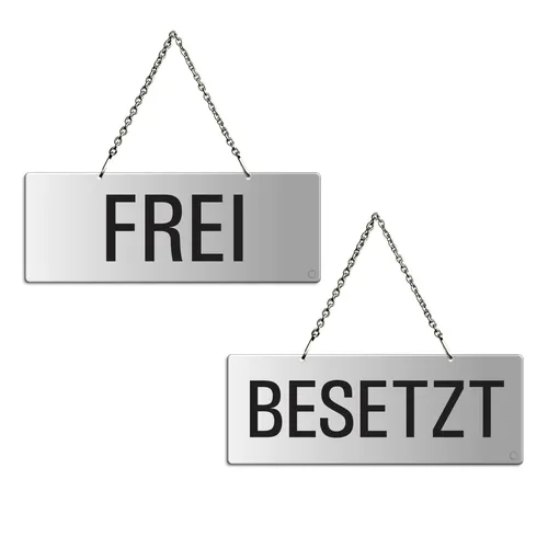 Hängeschild Frei / Besetzt 175x65 mm Wendeschild Aluminium matt-silber eloxiert