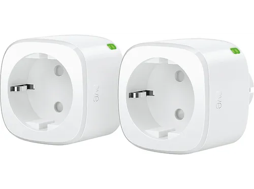 EVE Steckdose Energy Smarte (Matter) 2er-Pack - Weiße Smart-Steckdosen, kompatibel mit Amazon Echo, Apple HomeKit und Google Home