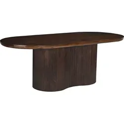 Livingfurn Tisch Sevilla 250x110 cm aus Mangoholz - Dunkelbraun - Moderner Esszimmertisch aus hochwertigem Mangoholz mit organischen Formen. Ideal für gesellige Abende mit bis zu 6 Personen. Pflegeleicht und langlebig.