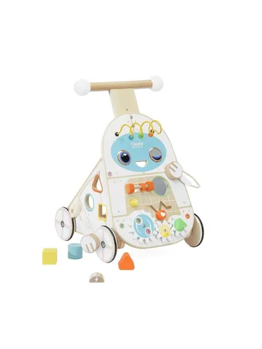 Classic World Lauflernhilfe - Roboter Lauflernwagen - Lauflernwagen aus Holz für Kinder ab 12 Monaten, höhenverstellbar mit breitem Funktionsangebot wie Xylophon und Formen-Sortierer für spielerisches Lernen.