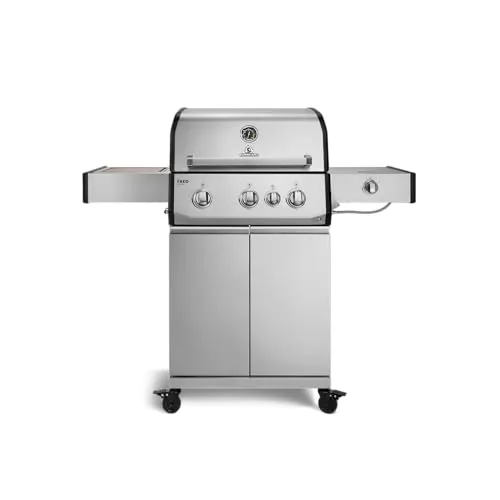 BURNHARD® Gasgrill FRED Deluxe mit 4 Brennern - Leistungsstarker Gasgrill mit 2 Edelstahl-Stabbrennern und Infrarot-Keramikbrenner für optimale Hitzeverteilung. Grillfläche von 59 x 41,5 cm für bis zu 10 Personen – ideal für gesellige BBQ-Abende.