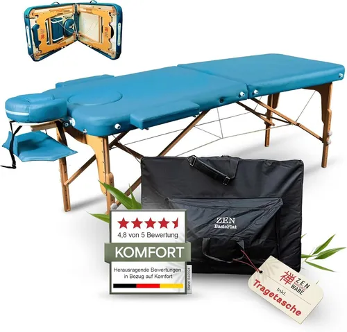 ZEN Massageliege Massagetisch Massagebank Therapieliege mobil klappbar Türkis