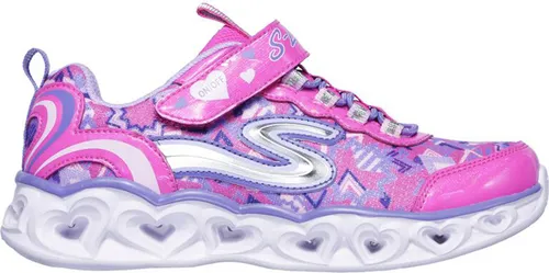 Skechers S Lights Heart Lights Sneaker für Mädchen – LED, Größe 35 EU - Sportlicher Mädchen-Sneaker mit buntem Herz-Leuchteffekt und Bungee-Schnürung. Flexibles Obermaterial aus Mesh und Synthetik sorgt für hohen Tragekomfort und ein fröhliches Design.