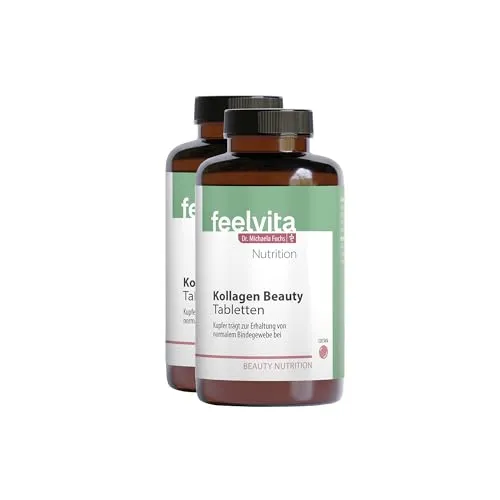 Feelvita Nutrition Kollagen Beauty Tabletten | 4-Monatsvorrat (240 Tabletten) - Hochwertige Kollagen Beauty Tabletten für eine gezielte Ernährungsergänzung. Ideal für eine langfristige Anwendung, um Bindegewebe zu unterstützen und gut in den Alltag integrierbar.
