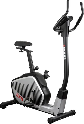 Ergometer HAMMER "SX8 BT" - Silber Fahrradtrainer - Heimtrainer mit 8 kg Schwungmasse und 16 Widerstandsstufen für effektives, pulsorientiertes Training. Ideal für individuelle Fitnessziele und motivierende Apps.