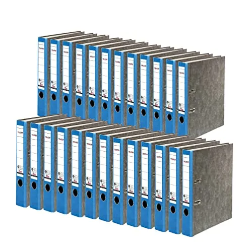 Original Falken Recycling-Ordner 25er Pack Wolkenmarmor - Ordner für DIN A4 mit 5 cm Rücken, CO2-neutral, Blauer Engel zertifiziert. Robuster Papierbezug im Wolkenmarmor-Design, ideal für umweltbewusste Büros.