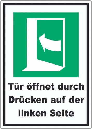 Tür öffnet durch Drücken auf der linken Seite Aufkleber A1 (594x841mm)