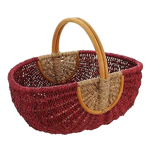 Einkaufskorb Rot/Natur - Tragekorb für Picknick und mehr - Kreativer Einkaufskorb in Rot/Natur, ideal für Picknicks und Einkäufe, mit praktischen Maßen von 49 x 34 x 24 cm.