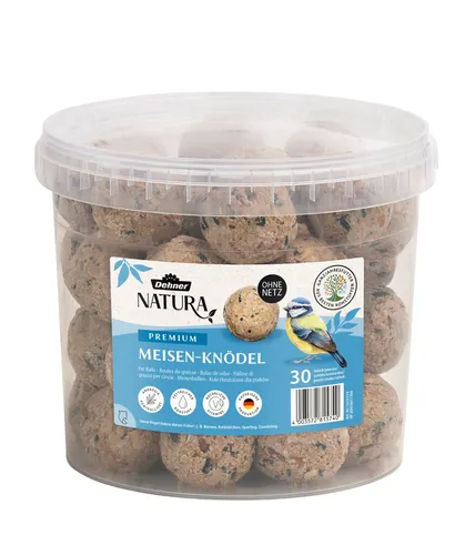 Dehner Natura Wildvogelfutter Meisenknödel, 30 Stück - Leckere Meisenknödel im Frischeeimer, ideal für Futterspender oder zum Auslegen im Garten. Reichhaltige Nüsse sorgen für ein ausgiebiges Futterangebot für Vögel.