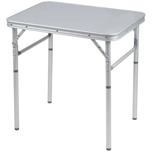 Bo-Camp Campingtisch Alu Mini Premium - Klapptisch in Silber - Faltbarer Campingtisch mit 2 Höhen, ideal für Outdoor-Aktivitäten und platzsparend im Transport.