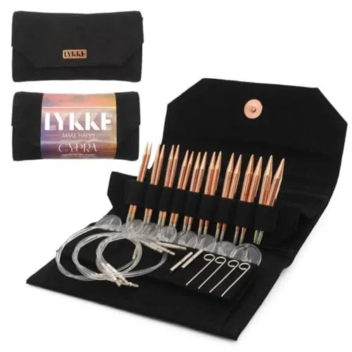 Lykke Cypra austauschbares Nadel-Set, 8,9 cm, schwarzes veganes Wildlederetui