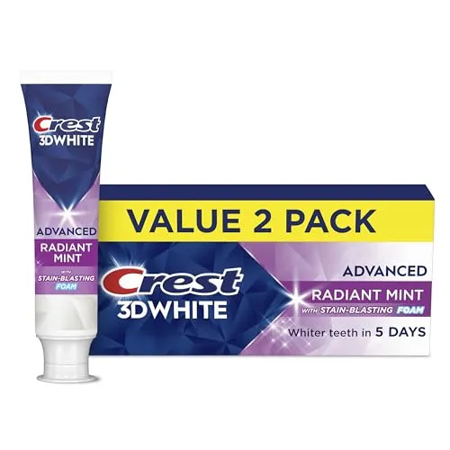 Crest Fortschrittliche Zahnpasta 3D White, strahlende Minze, 100 ml, 2 Stück