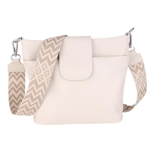 MIRROSI® Umhängetasche Damen aus Echtleder im BOHO Style - Stylische Crossbody-Tasche aus hochwertigem Echtleder, Made in Italy. Mit zwei verstellbaren Gurten und viel Stauraum für vielseitige Nutzung – ideal für jeden Anlass.