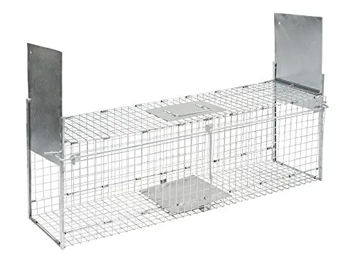 Kerbl Kastenfalle klappbar mit 2 Eingängen 100x26x32 cm - Robuste Kastenfalle für die Lebendjagd, ideal für Katzen und Marder. Klappbar und aus verzinktem Draht für lange Haltbarkeit, mit zwei Falltüren und Trittbrettauslösung.