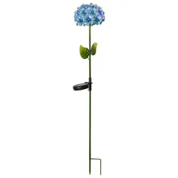 Star LED-Solarstab "Hortensia" blau - Lampen: Wunderschöne Solardekoration in Form einer blauen Hortensienblüte mit 27 weißen LEDs, die automatisch bei Dunkelheit leuchten – perfekt für Garten, Beet oder Kübel.