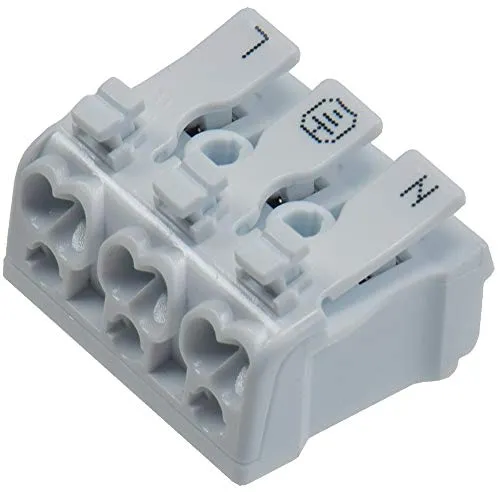 Lüsterklemme 3-polig mit Hebel 0,75-2,5mm², max. 16A - Leitungs- & Kabelverbinder, einfache Handhabung durch Hebelmechanismus für sicheren Anschluss und schnelle Installation.
