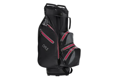 Crivit Cartbag Golftasche - Wasserdicht in Schwarz-Rot - Caddybags für Golfer, bietet optimalen Schutz und Stauraum bei jedem Wetter dank wasserdichtem Material.