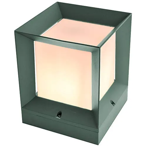 max K O M F O R T Kubische Aussenlampe Sockelleuchte E27 Pfostenleuchte Pfeilerleuchte Aussenleuchte Standleuchte Wegeleuchte Gartenlampe PAX 1425 (groß Olivgrün)