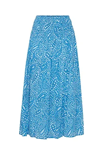 b.young A-Linien-Rock BYIMILLA LONG SK - 20812952, Ibiza Blue Mix - A-Linien-Rock aus 100% Baumwolle, knöchellang und im lässigen Stil, perfekt für sommerliche Outfits und bequemen Tragekomfort.