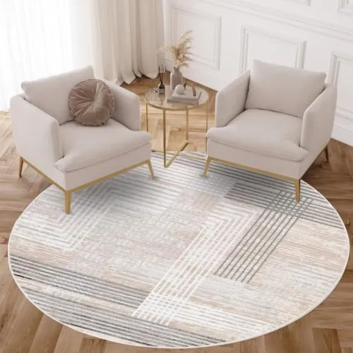 Tapiso Teppich CRYSTAL, rund, modern und pflegeleicht - Kurzflor-Teppich in Grau, 80 cm Durchmesser, ideal für Wohnzimmer und Schlafzimmer, fußbodenheizungsgeeignet und pflegeleicht für ein stilvolles Ambiente.
