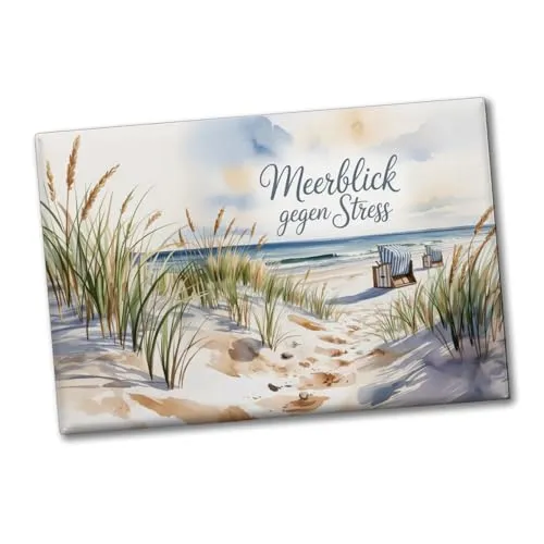 Ostsee Strandkorb Souvenir Magnet - Meerblick gegen Stress schöner Souvenir Magnet für Strandfans und Urlaubsfreunde