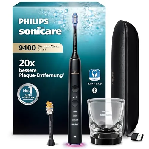 Philips Sonicare DiamondClean 9000 HX9917/89 - Schallzahnbürste in Schwarz, mit 4 Reinigungsprogrammen und intelligenter Andruckkontrolle