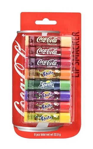 Lip Smacker Coca Cola Party Pack – Set mit 8 Lippenbalsamen - Lippenpflege: Vielfältiges Set mit 8 einzigartigen Geschmacksrichtungen, ideal für süße Erfrischung und pflegende Pflege.