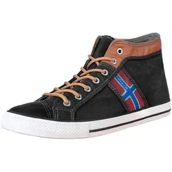 Nebulus UTAH High Sneakers für Herren - Schwarz, Größe 41 - Stylische Herren Sneaker in Schwarz, Größe 41, aus hochwertigem Baumwoll-Canvas, Wildleder und PU-Leder. Ideal für den Alltag und bequem bei jedem Schritt.
