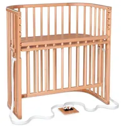 babybay Boxspring Comfort Plus Beistellbett aus massivem Buchenholz - Höhenverstellbares Beistellbett, umweltfreundlich und flexibel, mit integriertem Verschlussgitter für mehr Sicherheit und vielseitig wandelbar für eine lange Nutzungsdauer.