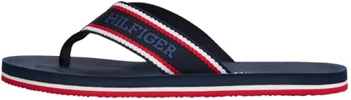 Tommy Hilfiger Herren Flip Flops Comfort Beach Sandal mit Logo, Blau (Desert Sky), 44