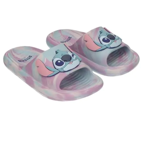 Disney Lilo und Stitch Badeschuhe für Mädchen, Badelatschen, Hellblau, Zehentrenner, Badeschlappen, super soft leicht (Rosa-Blau, EU Schuhgrößensystem, Grundschulkind, Numerisch (von/bis), M, 28, 29)