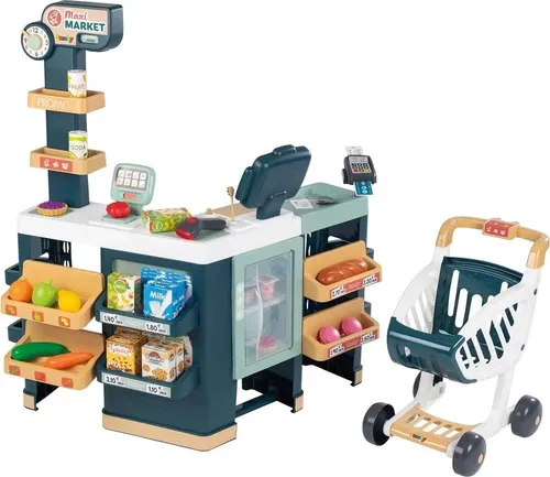 Smoby Maxi-Supermarkt mit Einkaufswagen 2023 - Spielmöbel für kreative Kaufleute: Der Smoby Maxi-Supermarkt bietet ein realistisches Einkaufserlebnis mit elektronischer Kasse, praktischem Einkaufswagen und 50 Zubehörteilen für endlosen Spielspaß.