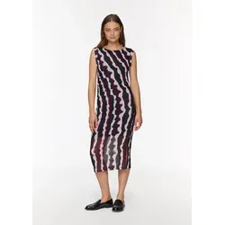 s.Oliver Maxikleid Gemustertes Mesh-Kleid mit seitlicher Raffung Raffung schwarz 42