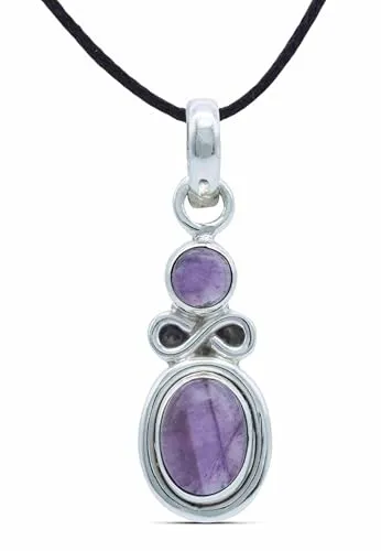 mantraroma Kettenanhänger 925 Silber Amethyst lila Stein Edelstein Damen Sterling Silber Halskette Anhänger Geschenk (MAH-075-01)