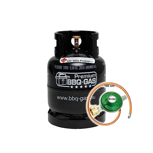 Bluecraft Premium BBQ-Gas Flasche 8kg ungefüllt im Set 1 Regler und Schlauch
