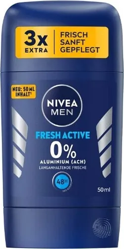 Nivea Men Fresh Active Deo Stick Without Aluminum Deodorant Long Lasting Freshness 50ml