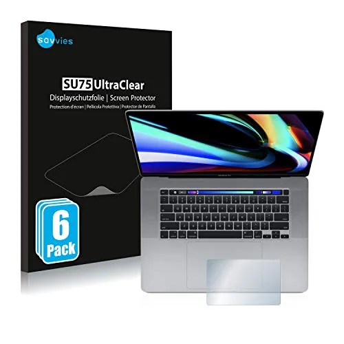 Savvies 6 Stück Schutzfolie für Apple MacBook Pro 16" 2019 (Touch Trackpad) Displayschutz-Folie Ultra-Transparent