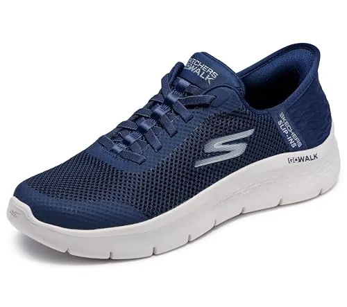Skechers Damen Sneakers Hands Free Slip-Ins, Navy Textile White Trim, 38 EU - Damen-Sneaker mit exklusivem Fersenkissen für sicheren Halt und leichter, reaktionsfreudiger ULTRA GO-Dämpfung für maximalen Komfort.
